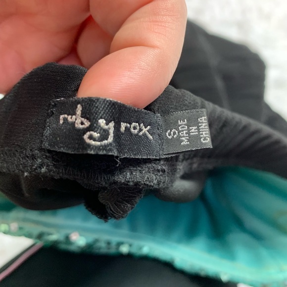 Ruby Rox Strapless Black and Mint Dress Small - Picture 4 of 5